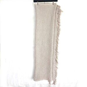 Roca Home Portugal Waffle Weave Knit Tassel Fringe Throw 50" x 67" Light Taupe
